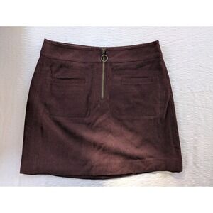 Madewell Wool  Blend Mini Skirt Exposed Zipper Burgundy Size 0